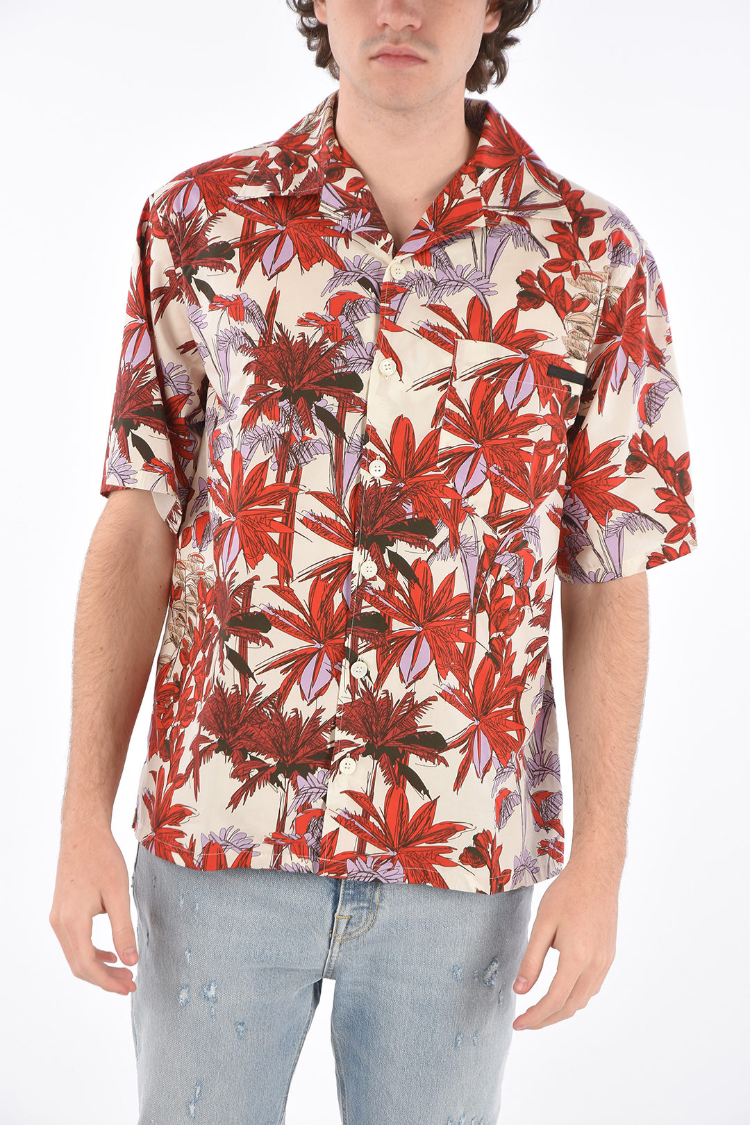 Prada floral-print shirt with breast pocket men - Glamood Outlet