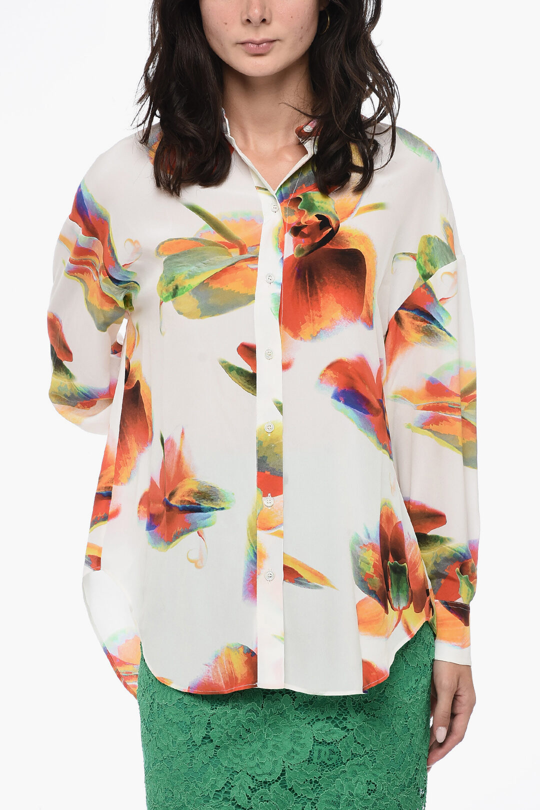 Alexander McQueen Floral Print Silk Long Sleeved Shirt women Alexander McQueen Floral Print Silk Long Sleeved Shirt women