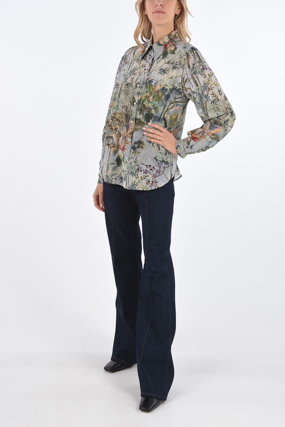 Women Casual Geometric Print Silk Shirt, RachelSilk