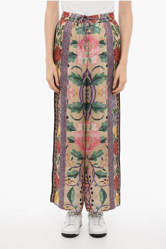 Floral Patterned Silk Pants Size M