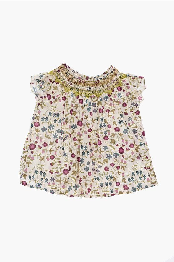 Bonpoint Babies' Floral-printed Dress With Ruched Detail In Neutral