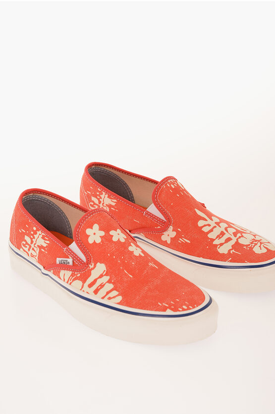 Vans Floral-printed Fabric 48 Dec Slip On Sneakers In Red