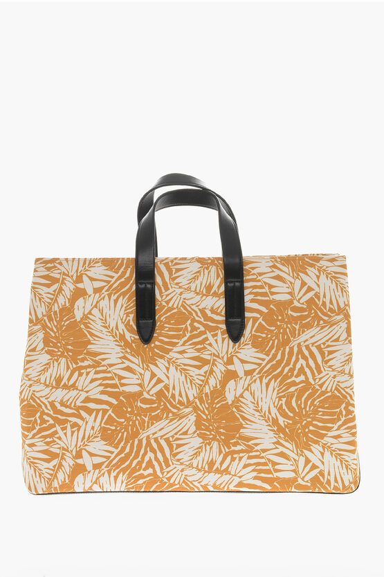 Furla Floral-printed Kenzia Tote Bag With Leather Detailing In Brown