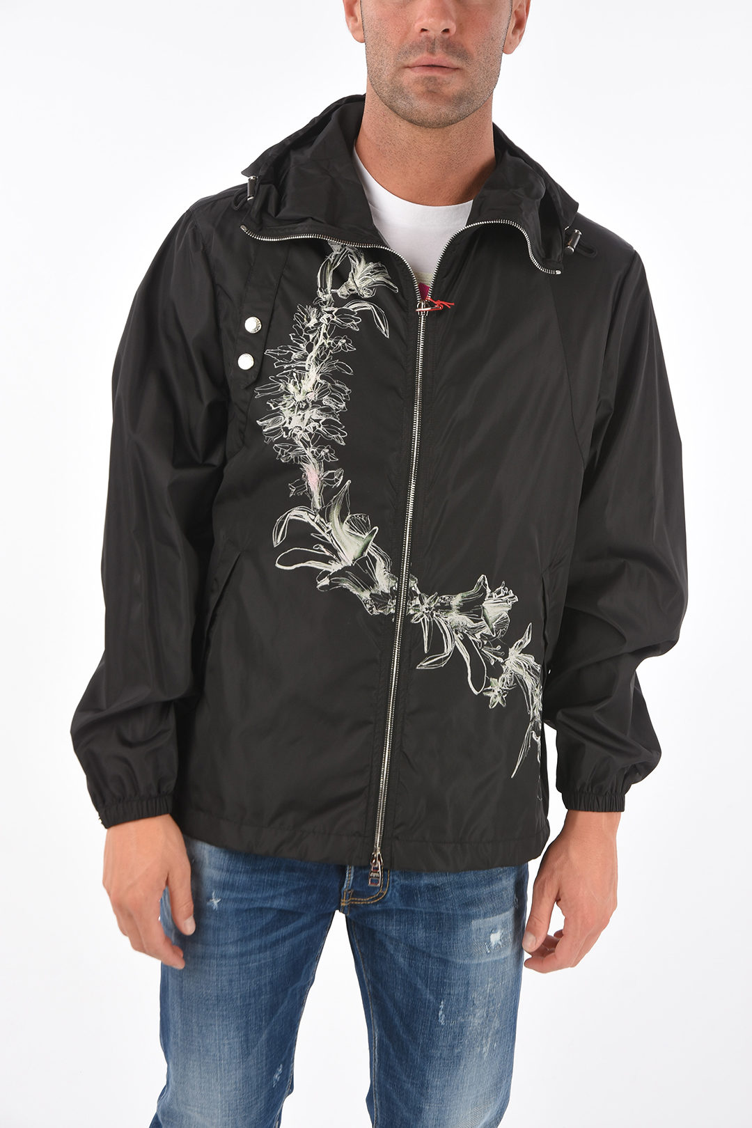 Alexander McQueen Floral Printed Nylon Windbreaker men Glamood