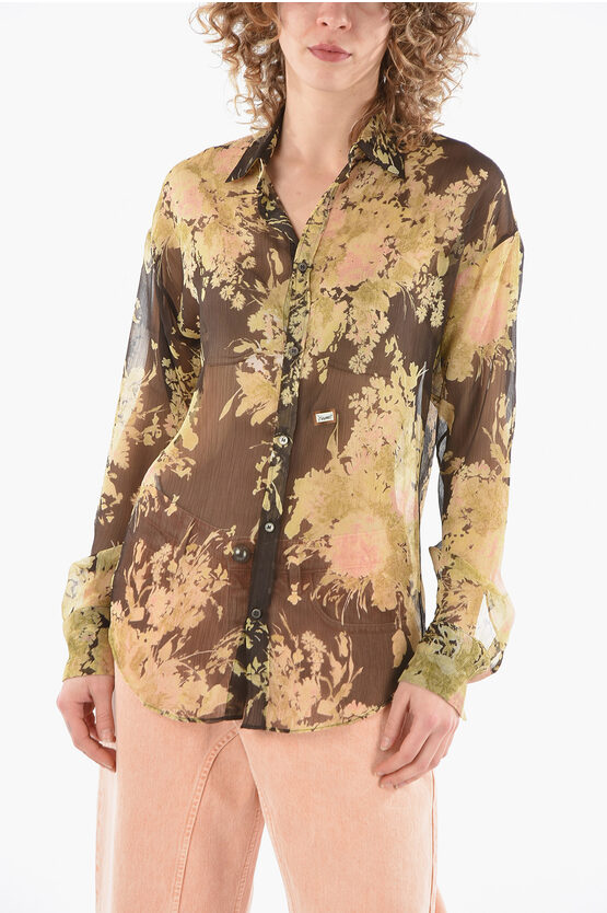 Dsquared2 Floral Printed Sheer Shirt