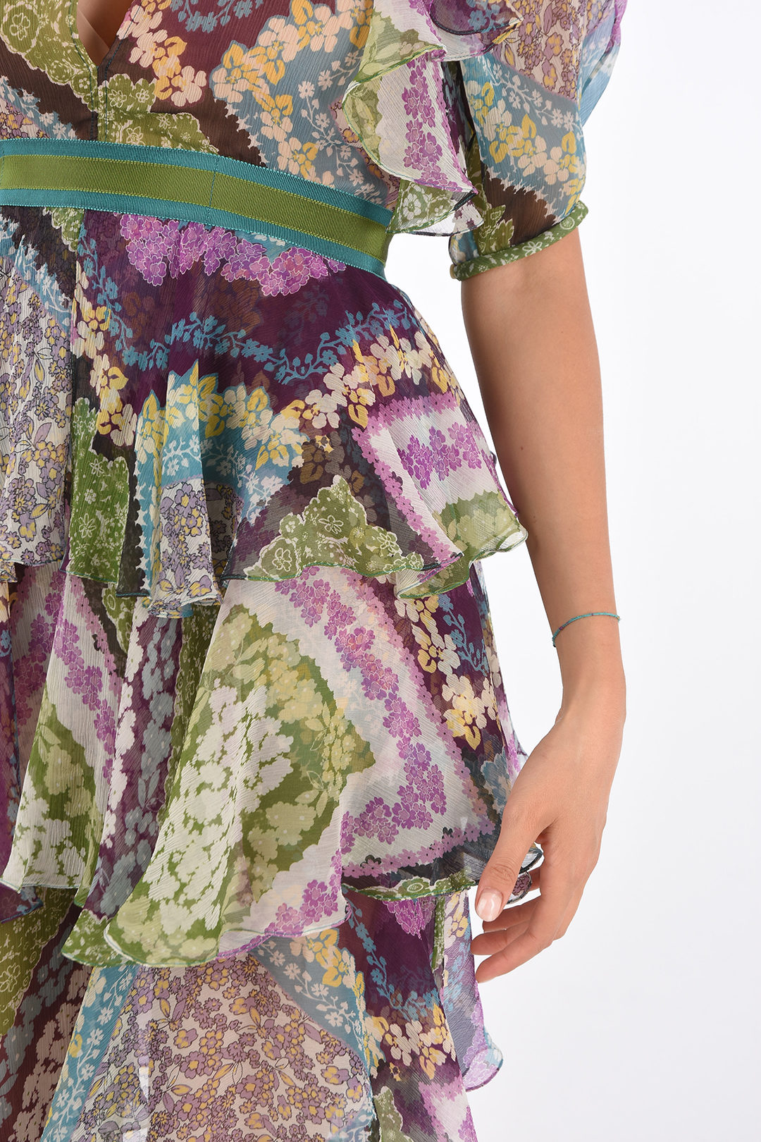 【送料&関税込】Dsquared2 Silk Printed Mini Dress Dsquared2 Floral Printed Silk Dress with Belt women