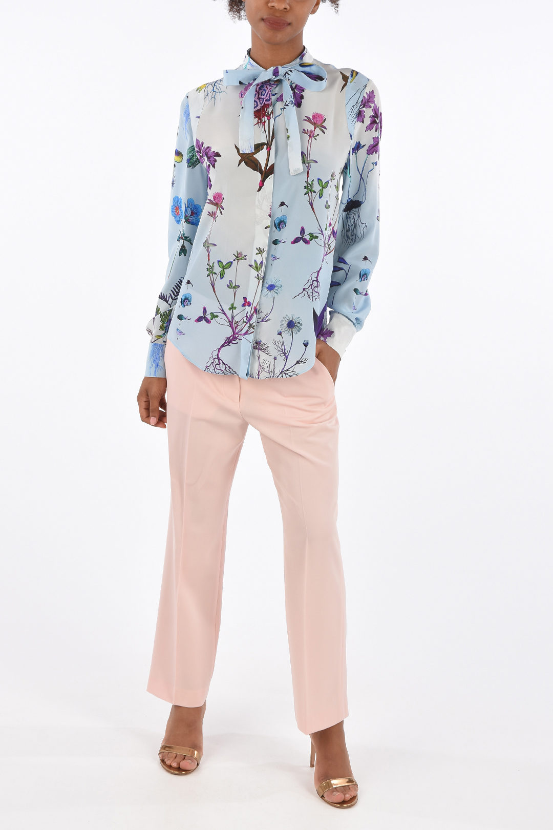 【送料&関税込】Stella McCartney Flower Printed Short-sleeve Stella McCartney Floral Patterned Silk Shirt Jumpsuit women