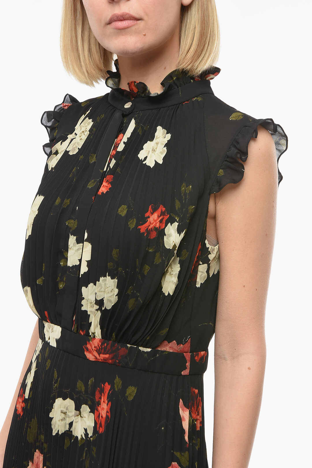 ワンピース pleats floral print dress S527a6e934b8049c49436e13f20e96