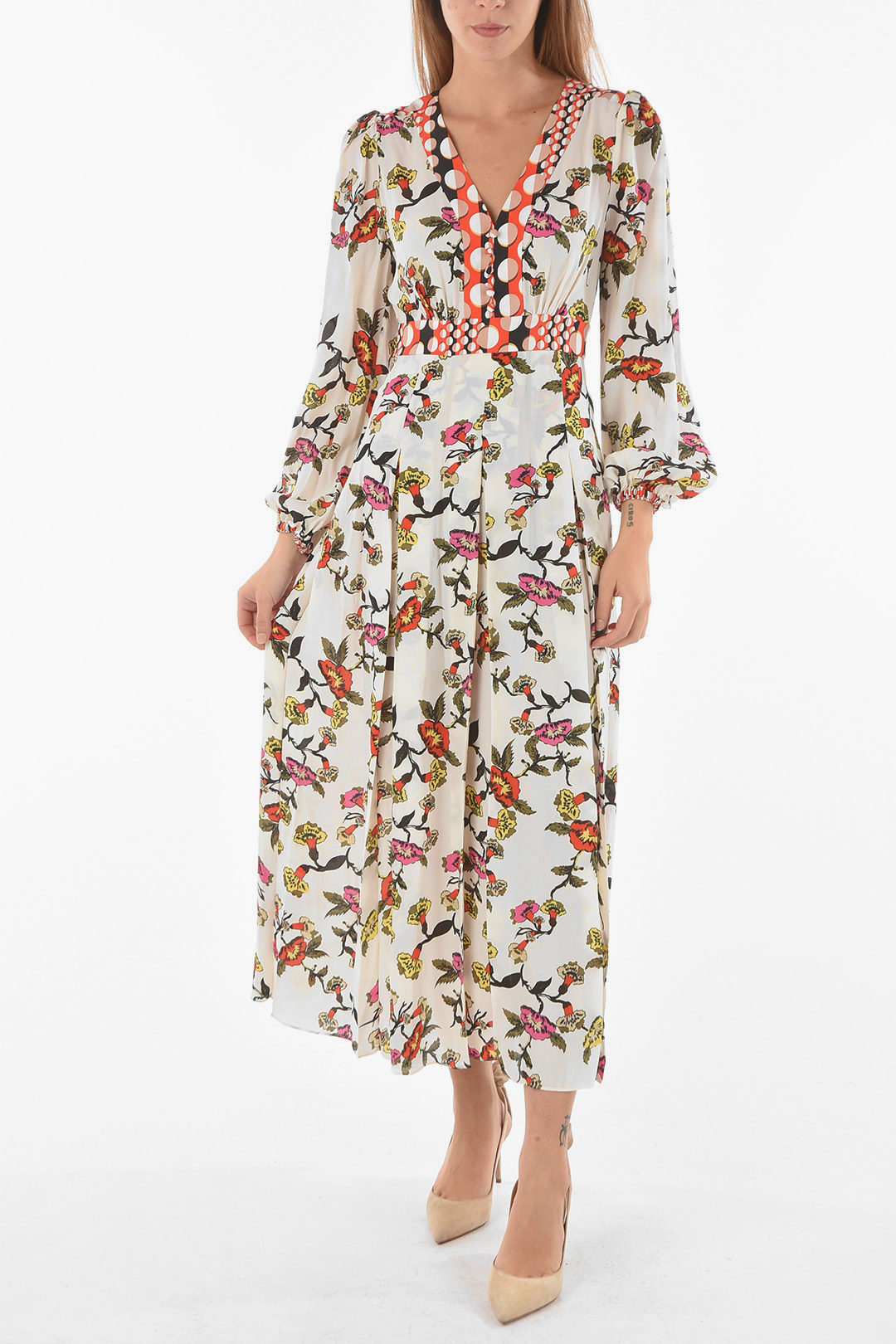 Diane Von Furstenberg Floral Silk Blend ANJALI Midi Dress