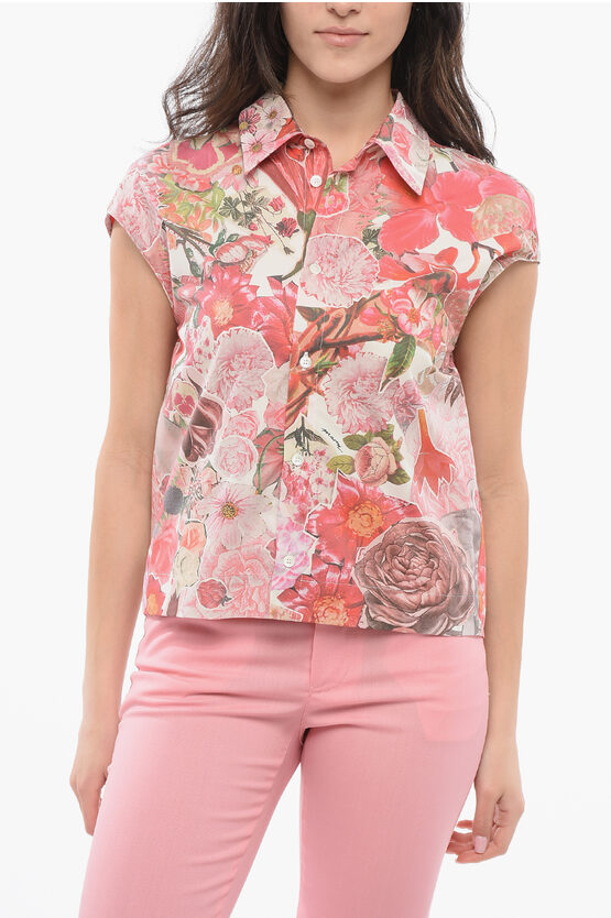 Marni Floral-print Cap-sleeve Shirt