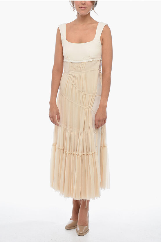 Shop Sportmax Flounced Maxi Dress With Lace-up Profile