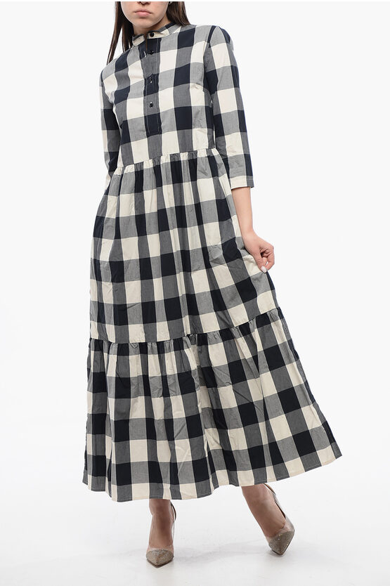 Woolrich Flounced Shirt Dress With Gingham Motif
