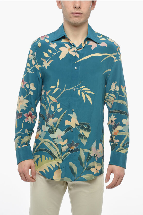 Etro Flower Pattern Silk Shirt In Multi