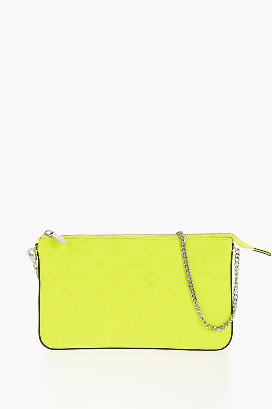 Christian Louboutin Fluo-effect Leather Loubila Shoulder Bag With All-over Monog In Yellow
