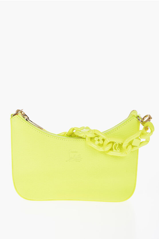 Christian Louboutin Fluo Textured Leather Loubila Shoulder Bag In Yellow