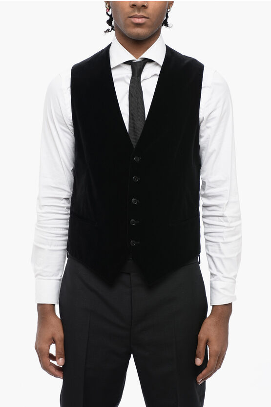 Shop Tagliatore Flush Pocketed Velour Vest