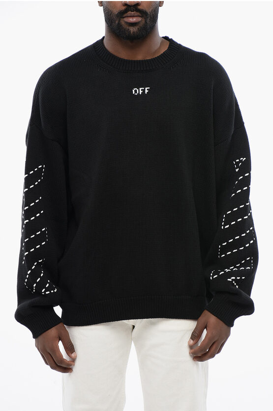 Off-white Diag Stripe Embroidered Jumper Black