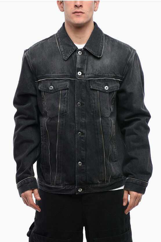 Off-white For Ever Denim Skate Jacket With Decorative Zips