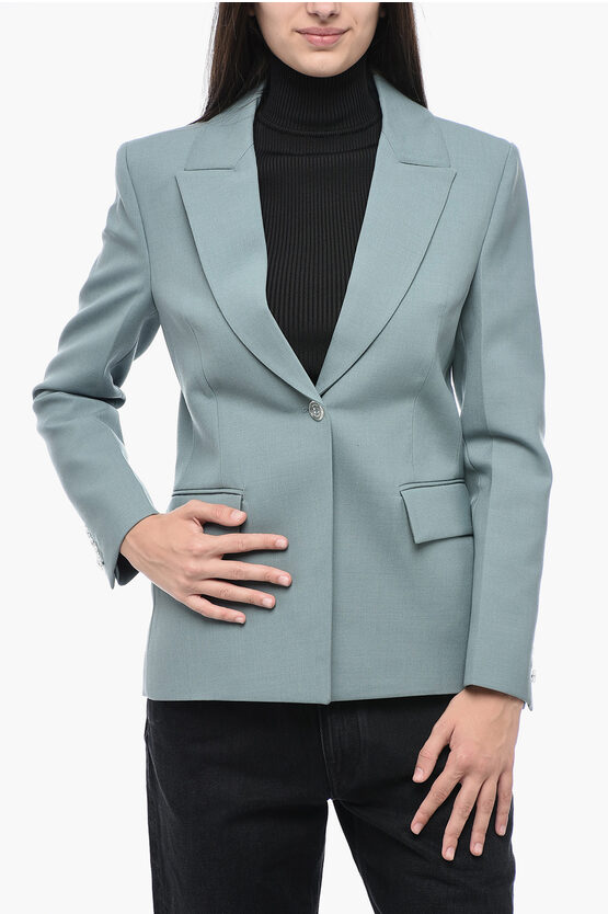 Shop Off-white Formal Wool Blended Blazer With Waist Pleat