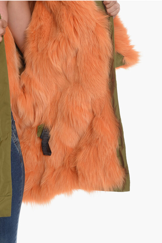 Parka Femme Avec Doublure Et Capuche En Fourrure De Renard - Taille M, Vert - Marque Elpidio Loffredo