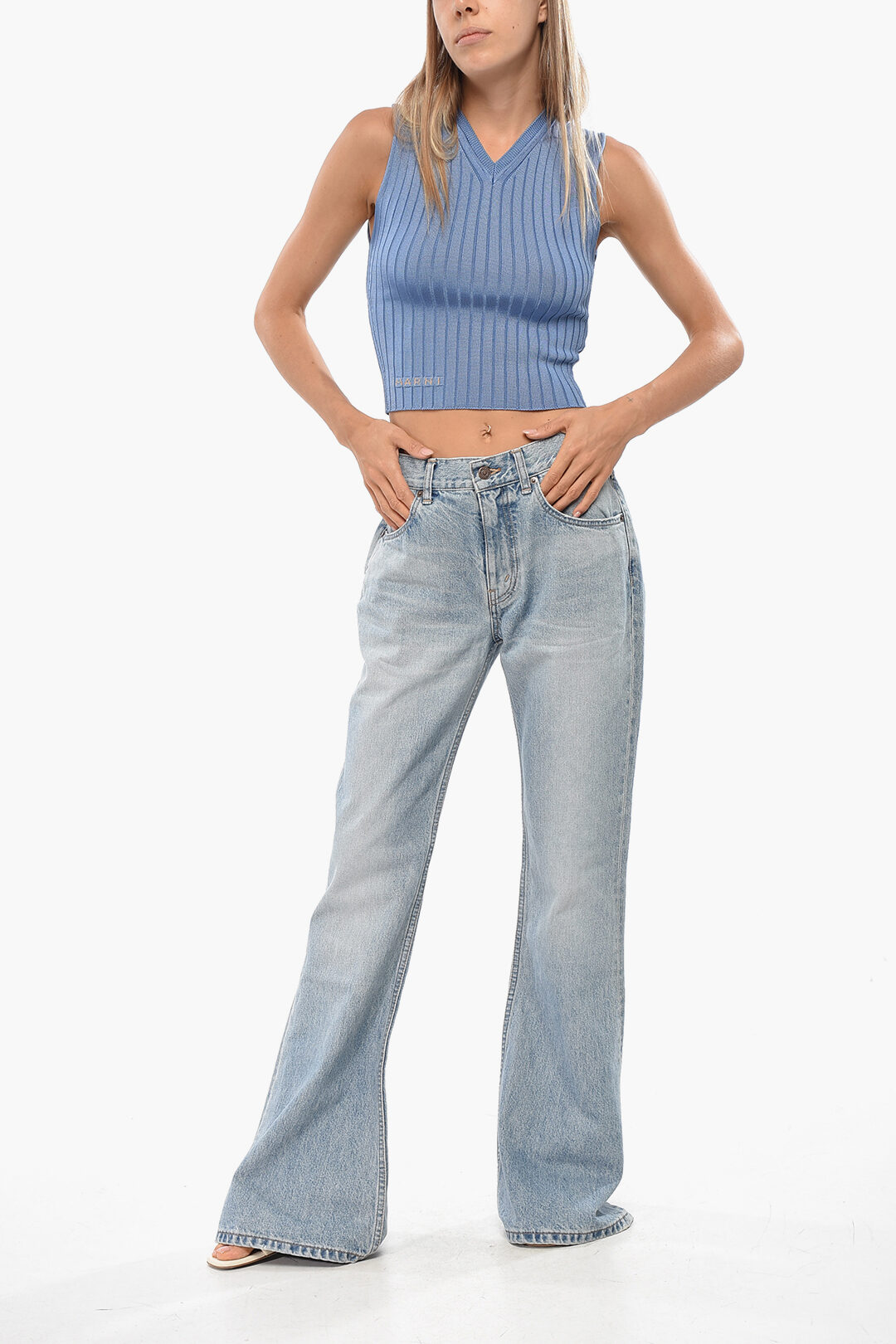 CELINE◇Denim With Frayed Hem/ストレートパンツ/27/コットン/IDG