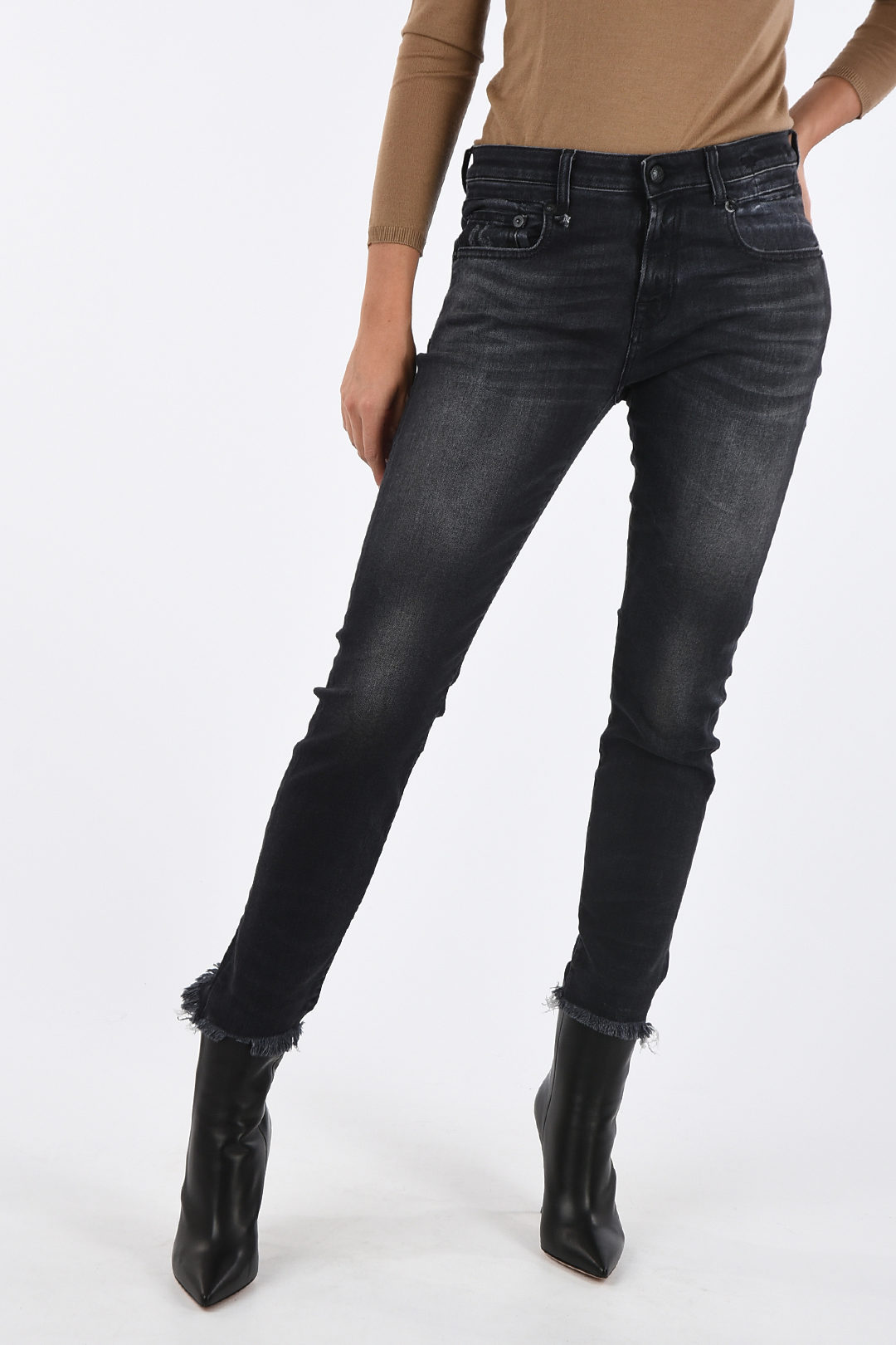 R13 Frayed Hem BOY SKINNY Stonewashed Jeans women Glamood Outlet