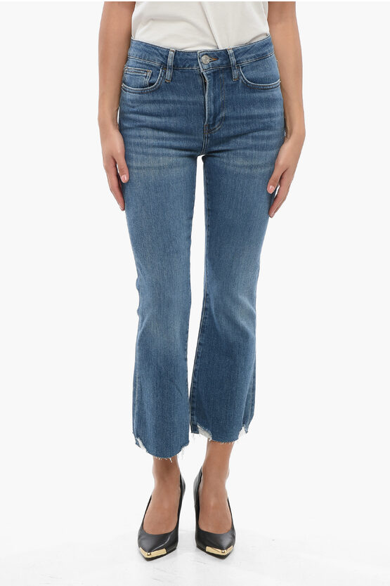 Frame The Ruler Frayed High Waist Ankle Straight Leg Jeans In Blue