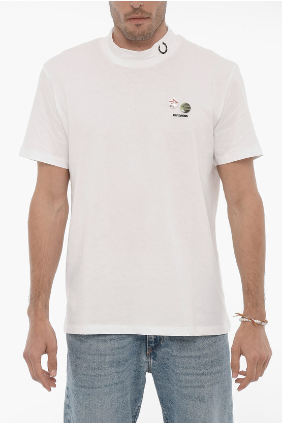 Raf Simons Fred Perry Turtleneck T-shirt With Pin In White