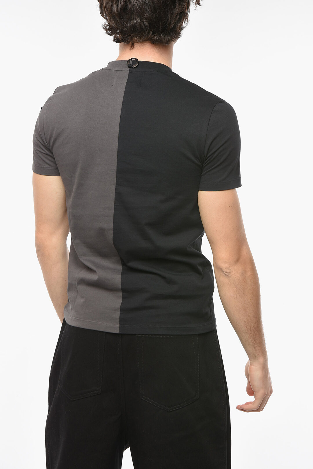 Raf Simons FRED PERRY Two-toned T-shirt with Brooches and
