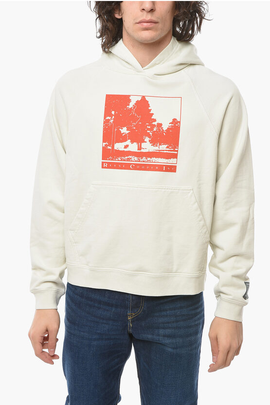 Reese Cooper Fresh Air Printed Brushed Cotton Hoodie In White