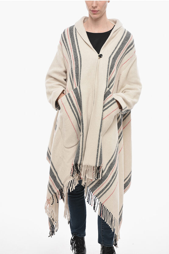 Shop Woolrich Fringed Blanket Coat