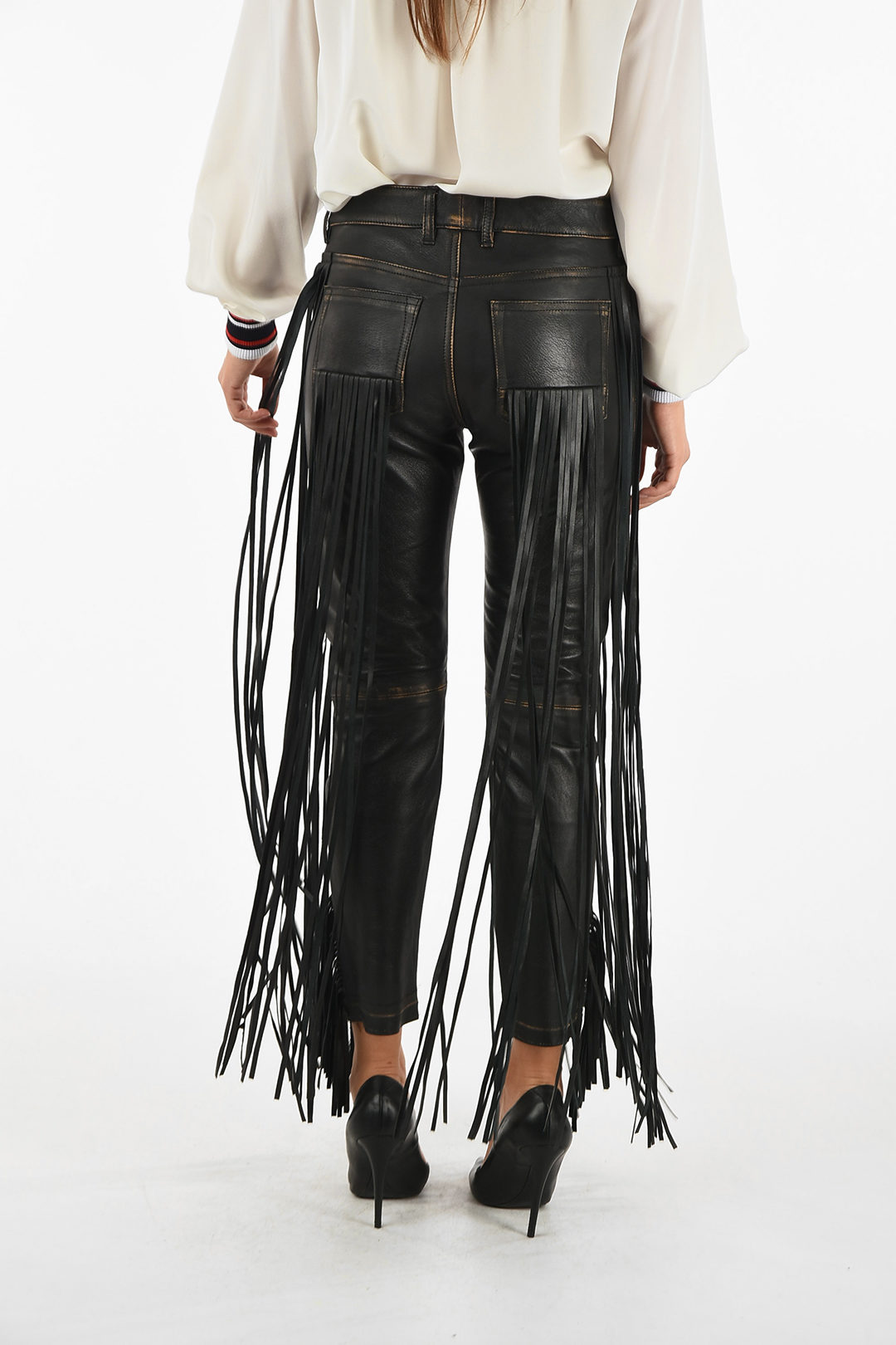 Golden Goose fringed leather JOLLY Pants women - Glamood Outlet