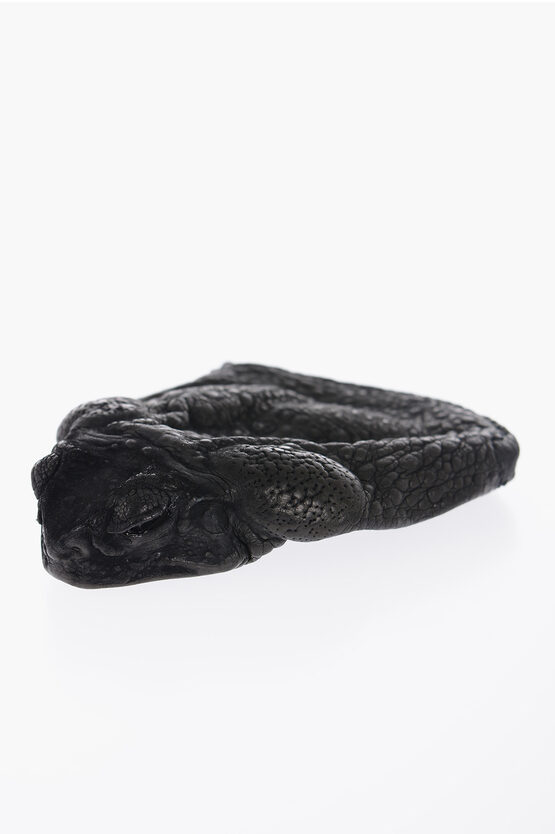 Kobja Frog-shaped Leather Coin Holder In Black