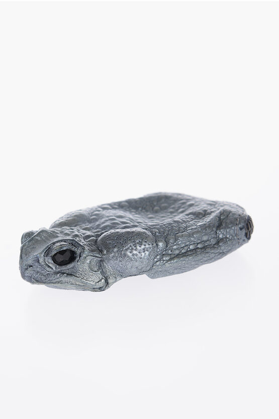 Kobja Frog-shaped Metallic Leather Coin Holder In Grey