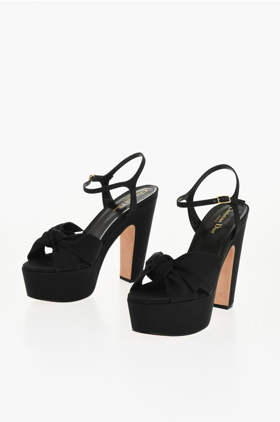 Dior Front Bow Muse Platform Sandals 12cm In Black