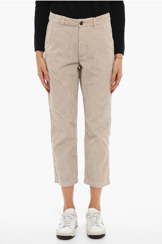 Woolrich Front Buttoning Corduroy Pants In Neutral