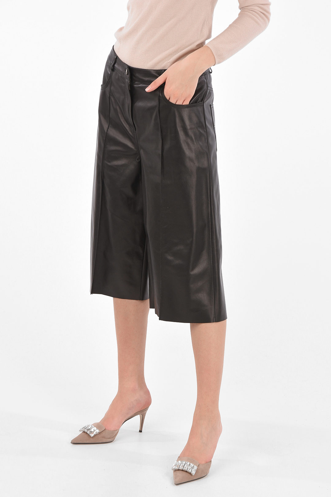DROMe Front Pleated Leather Gaucho 