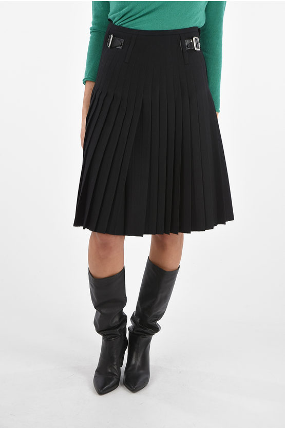 pleated mini midi skirt