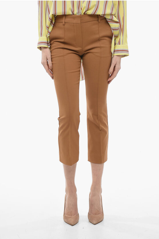 Max Mara Front-pleated Obliqua Pants In Brown