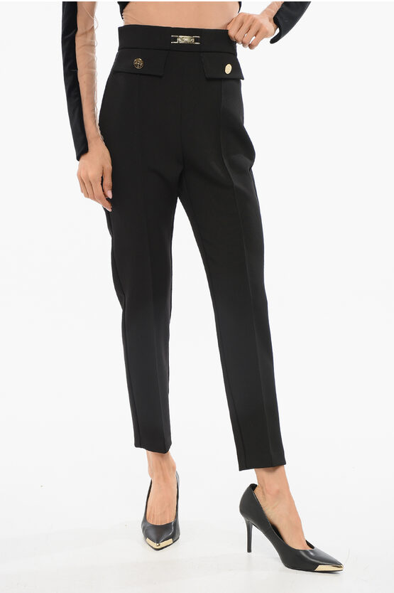 Elisabetta Franchi Front Pleated Pants With 4 Pockets