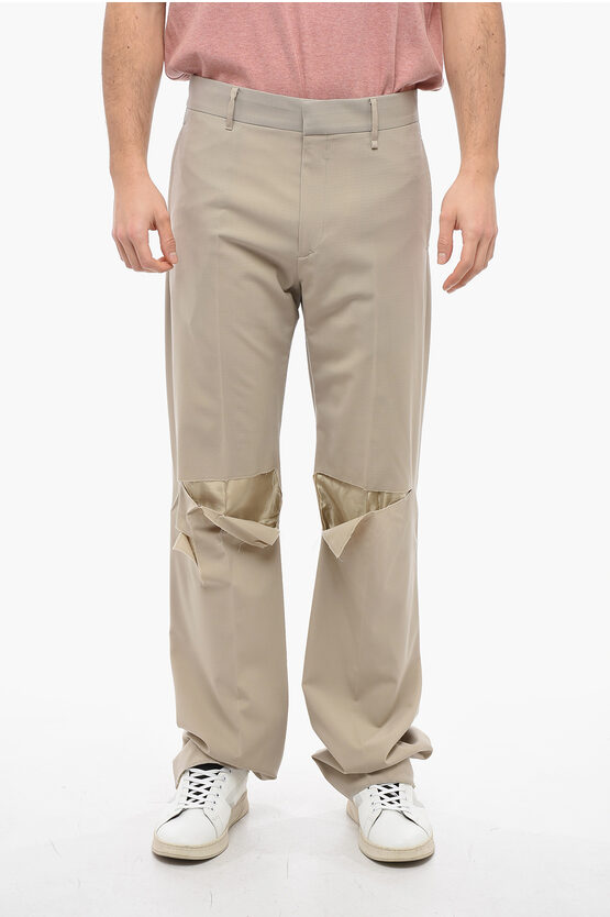 Givenchy Front-pleated Trousers With Cut Out Detailing In Neutral