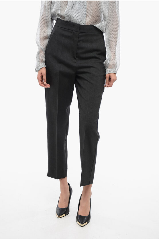 Chloé Front-pleated Pants With Hopsack Motif