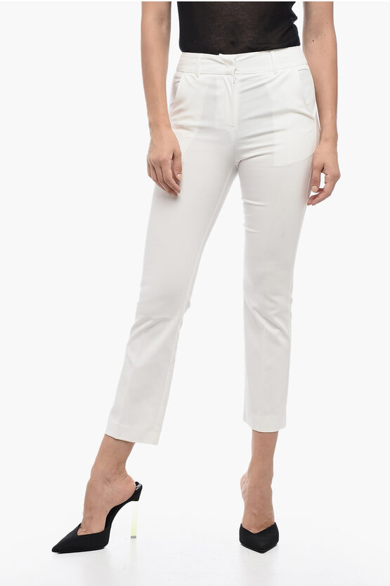 Edra Front-pleated Skinny Pants In White