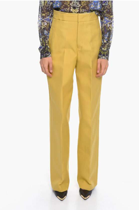 Jil Sander Front-pleated Trousers With Buckle Detail In Yellow