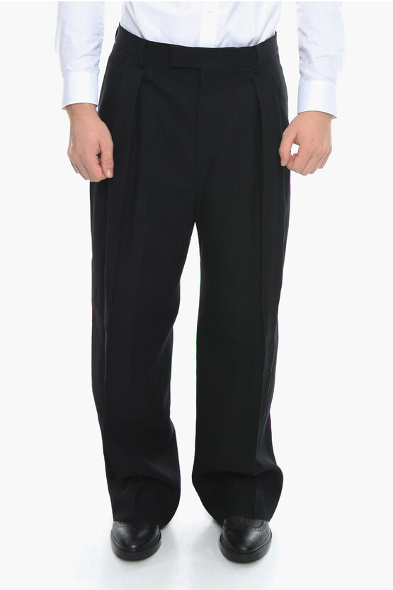 Valentino Front-pleated Trousers With Relaxed Fit In Black