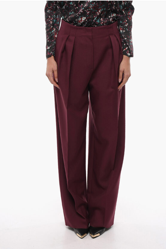 Shop Super Blond Front-pleated Trousers With Wide-leg