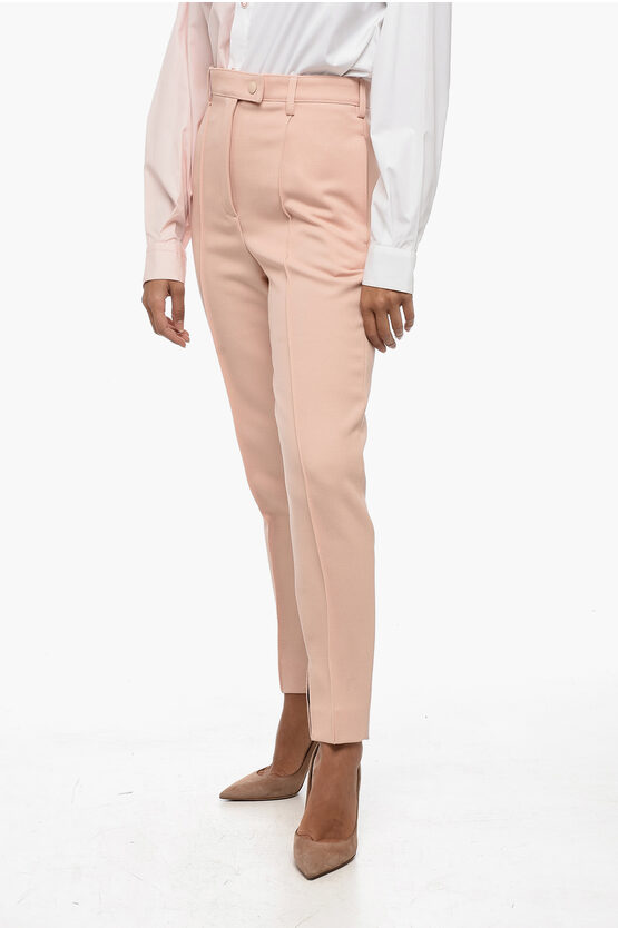 Shop Prada Front Pleated Twill Wool Pants