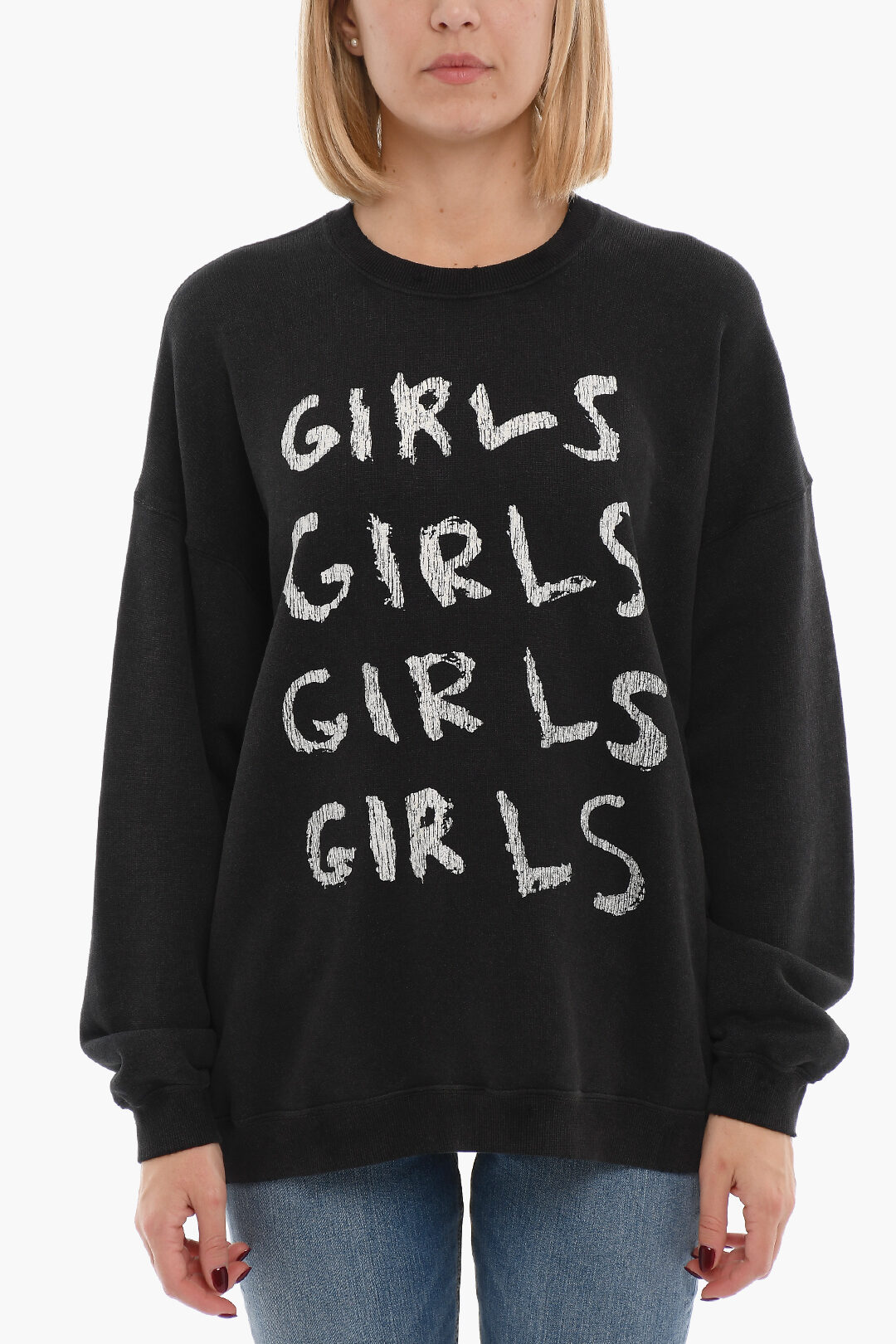 R13 Front Printed Crew neck Oversized Sweatshirt women Glamood