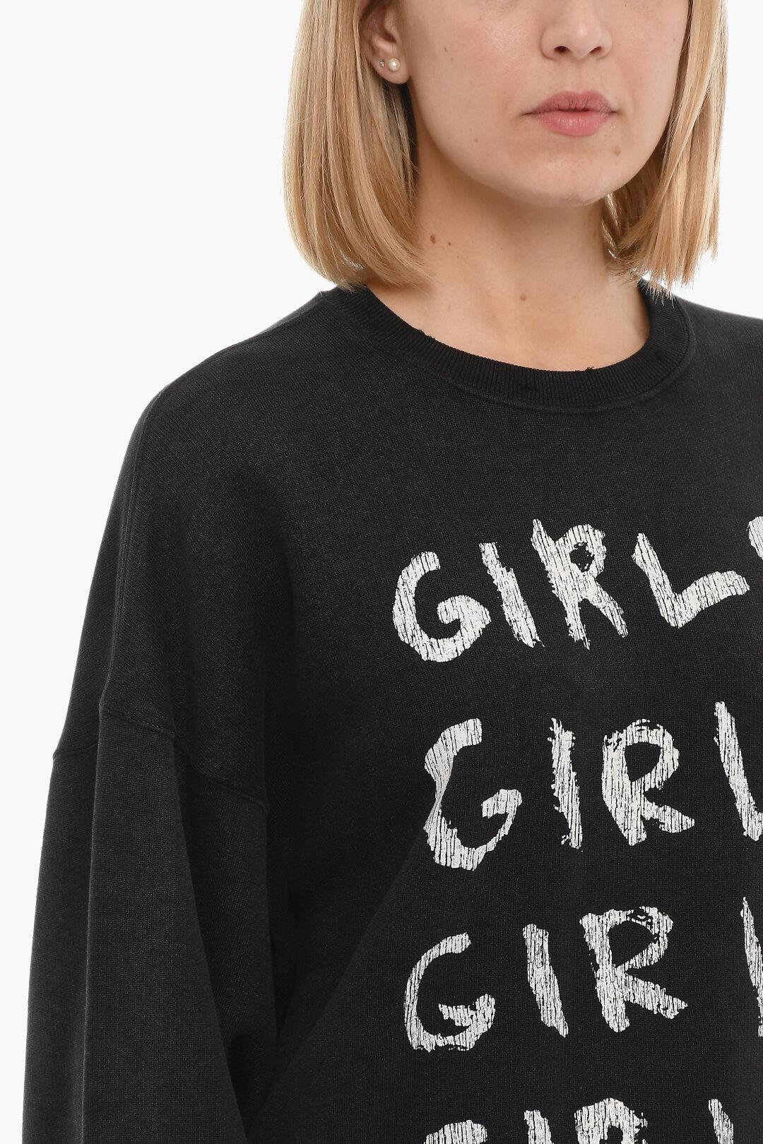 R13 Front Printed Crew neck Oversized Sweatshirt women Glamood