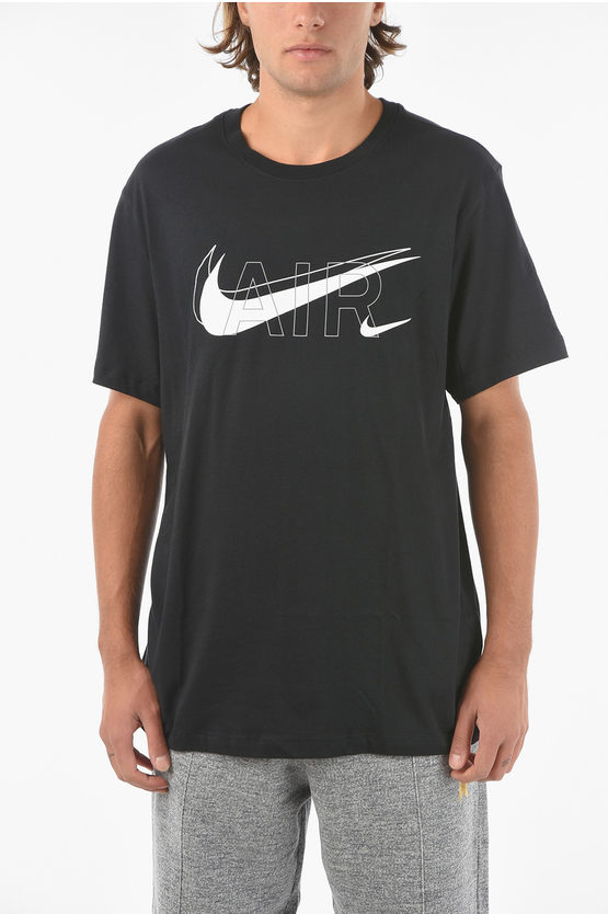 Nike Front Printed Crew-neck T-shirt In Black